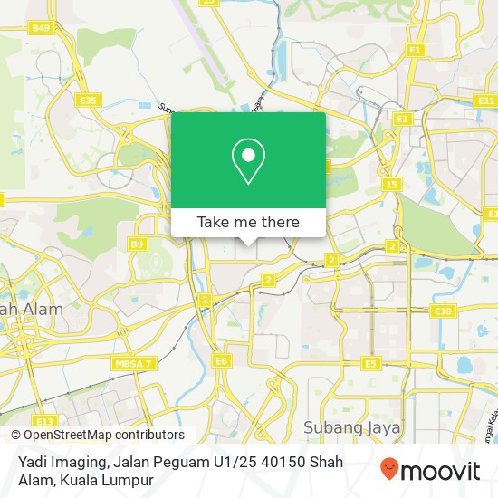 Peta Yadi Imaging, Jalan Peguam U1 / 25 40150 Shah Alam