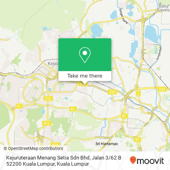 Peta Kejuruteraan Menang Setia Sdn Bhd, Jalan 3 / 62 B 52200 Kuala Lumpur