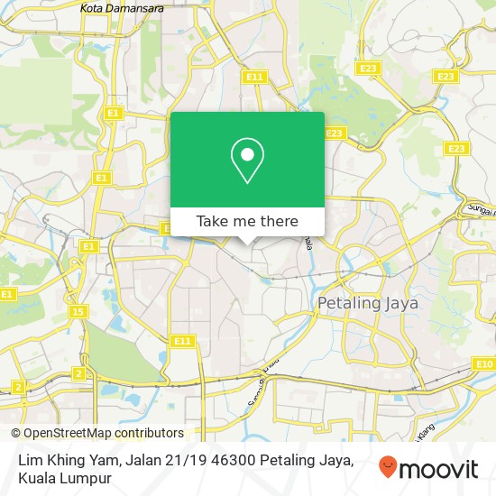 Peta Lim Khing Yam, Jalan 21 / 19 46300 Petaling Jaya