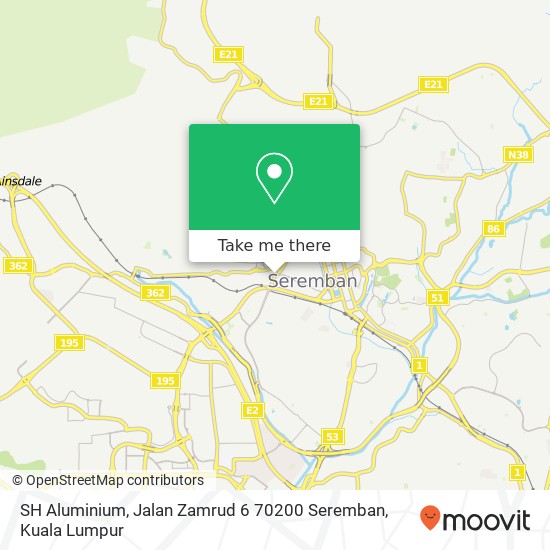 Peta SH Aluminium, Jalan Zamrud 6 70200 Seremban