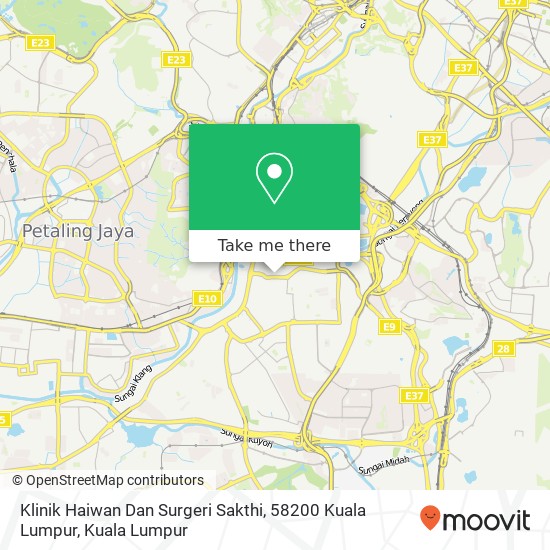 Peta Klinik Haiwan Dan Surgeri Sakthi, 58200 Kuala Lumpur