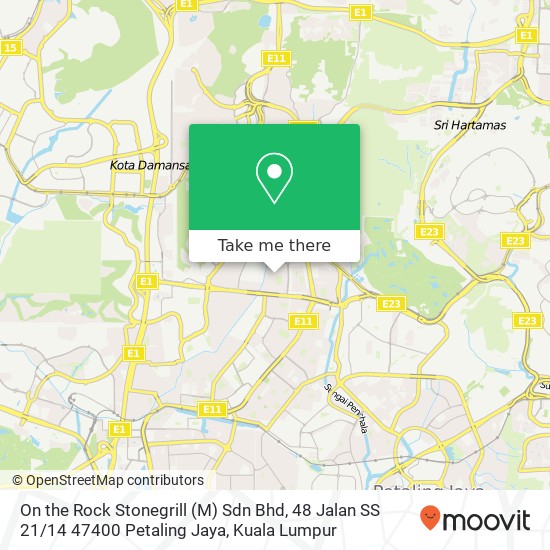 Peta On the Rock Stonegrill (M) Sdn Bhd, 48 Jalan SS 21 / 14 47400 Petaling Jaya