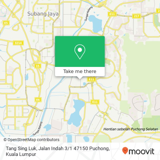 Peta Tang Sing Luk, Jalan Indah 3 / 1 47150 Puchong