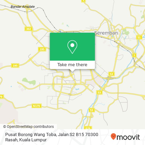 Pusat Borong Wang Toba, Jalan S2 B15 70300 Rasah map
