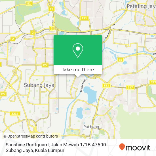 Peta Sunshine Roofguard, Jalan Mewah 1 / 1B 47500 Subang Jaya