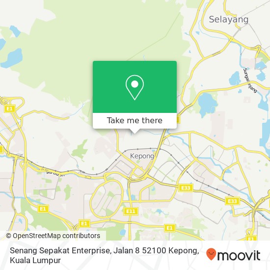 Peta Senang Sepakat Enterprise, Jalan 8 52100 Kepong