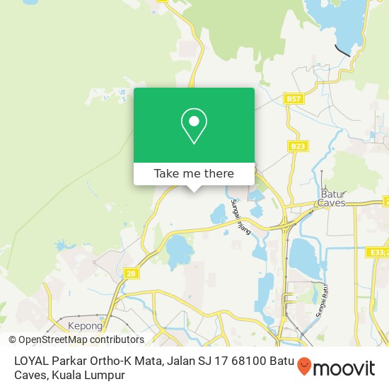 Peta LOYAL Parkar Ortho-K Mata, Jalan SJ 17 68100 Batu Caves