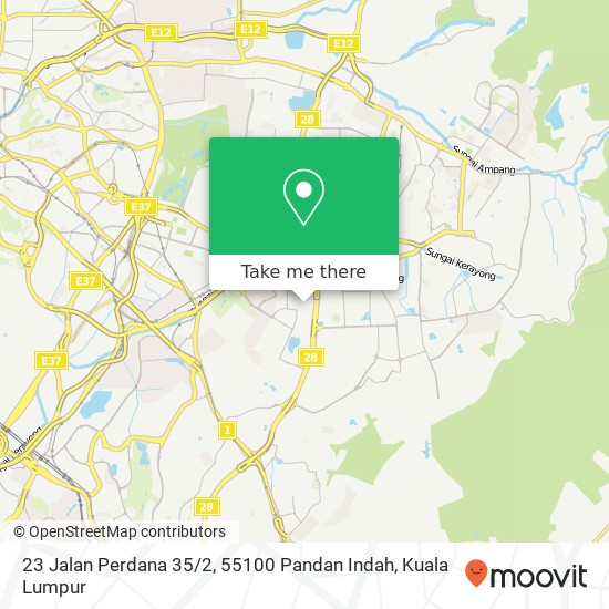 Peta 23 Jalan Perdana 35 / 2, 55100 Pandan Indah
