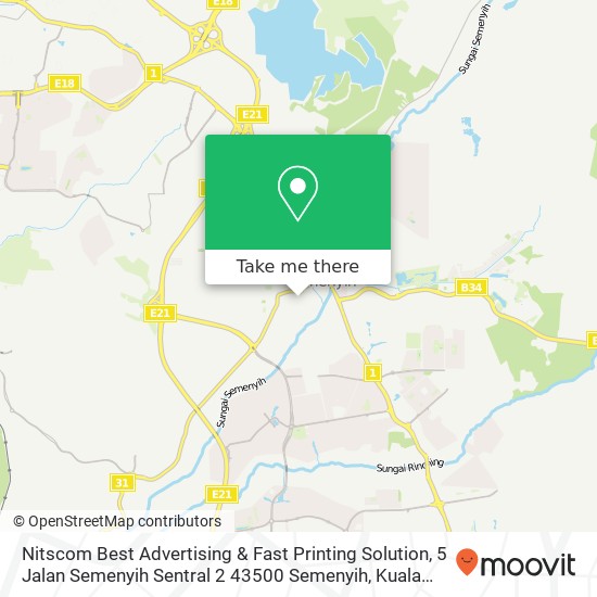 Peta Nitscom Best Advertising & Fast Printing Solution, 5 Jalan Semenyih Sentral 2 43500 Semenyih