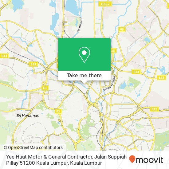 Yee Huat Motor & General Contractor, Jalan Suppiah Pillay 51200 Kuala Lumpur map