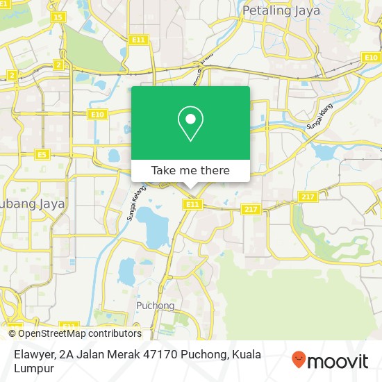 Peta Elawyer, 2A Jalan Merak 47170 Puchong