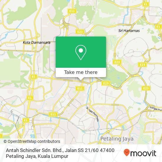 Peta Antah Schindler Sdn. Bhd., Jalan SS 21 / 60 47400 Petaling Jaya