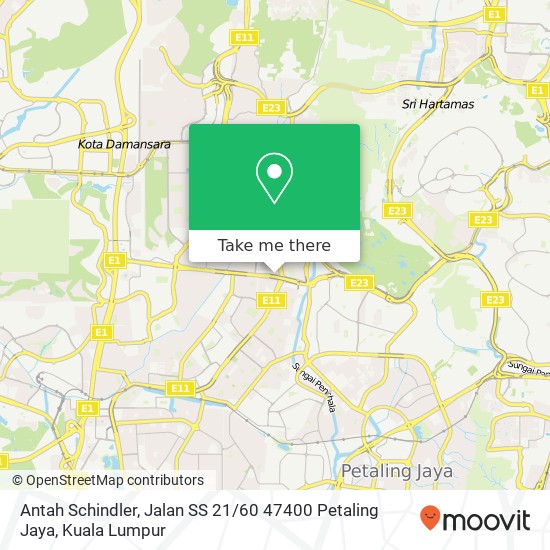 Peta Antah Schindler, Jalan SS 21 / 60 47400 Petaling Jaya