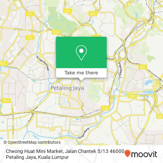 Peta Cheong Huat Mini Market, Jalan Chantek 5 / 13 46000 Petaling Jaya