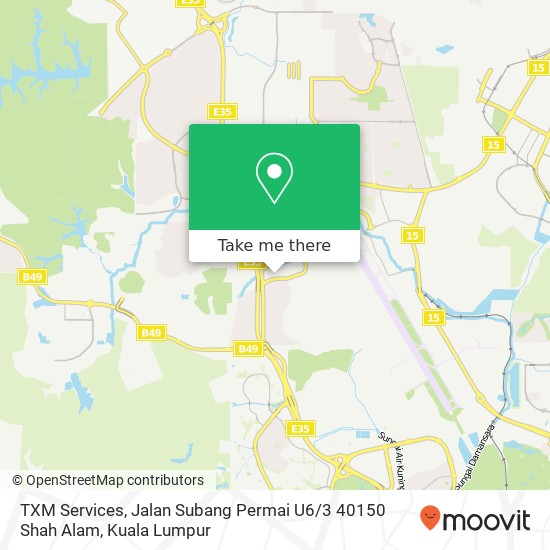 Peta TXM Services, Jalan Subang Permai U6 / 3 40150 Shah Alam