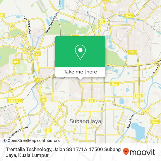 Peta Trentalia Technology, Jalan SS 17 / 1A 47500 Subang Jaya