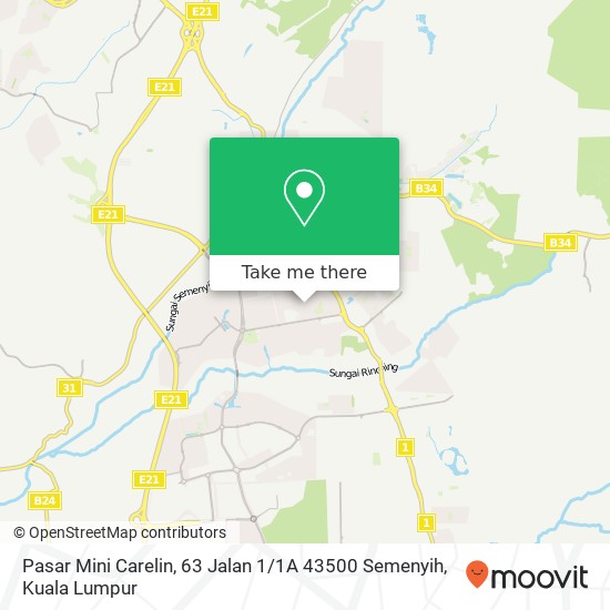 Pasar Mini Carelin, 63 Jalan 1 / 1A 43500 Semenyih map