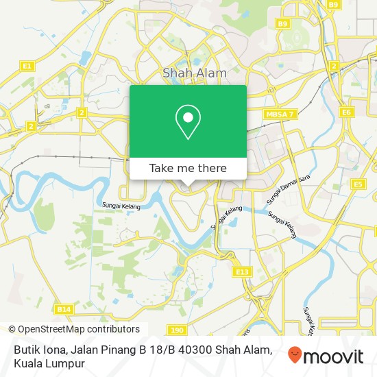 Peta Butik Iona, Jalan Pinang B 18 / B 40300 Shah Alam