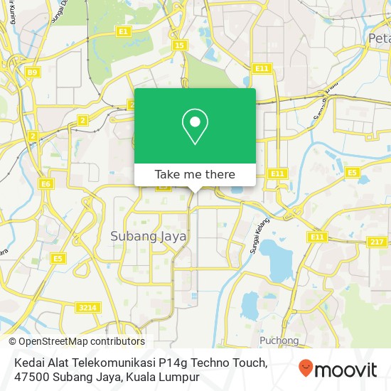 Kedai Alat Telekomunikasi P14g Techno Touch, 47500 Subang Jaya map