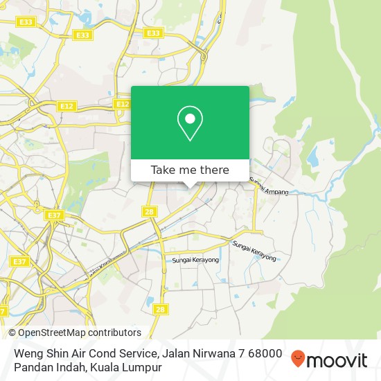 Peta Weng Shin Air Cond Service, Jalan Nirwana 7 68000 Pandan Indah