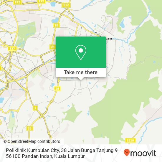 Peta Poliklinik Kumpulan City, 38 Jalan Bunga Tanjung 9 56100 Pandan Indah