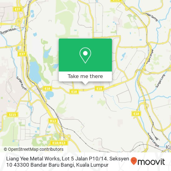 Peta Liang Yee Metal Works, Lot 5 Jalan P10 / 14. Seksyen 10 43300 Bandar Baru Bangi