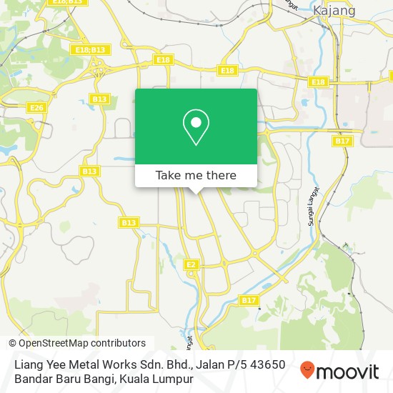 Peta Liang Yee Metal Works Sdn. Bhd., Jalan P / 5 43650 Bandar Baru Bangi