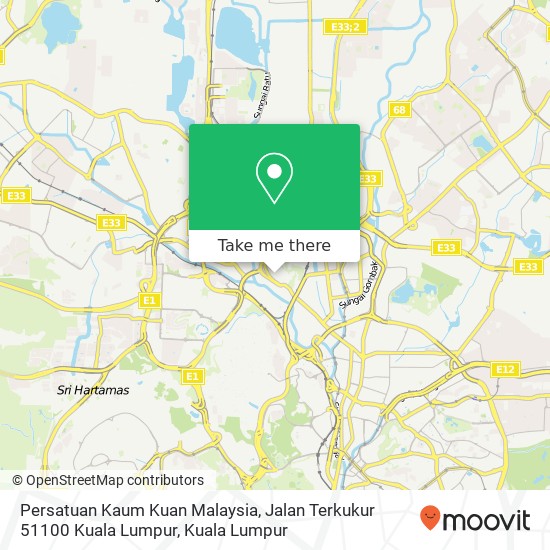 Peta Persatuan Kaum Kuan Malaysia, Jalan Terkukur 51100 Kuala Lumpur