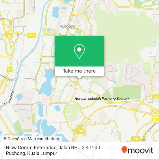 Peta Nicw Comm Enterprise, Jalan BPU 2 47100 Puchong
