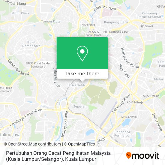 Peta Pertubuhan Orang Cacat Penglihatan Malaysia (Kuala Lumpur / Selangor)