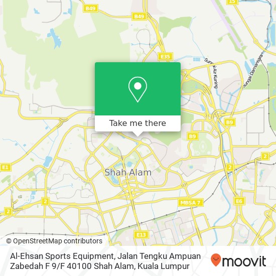 Al-Ehsan Sports Equipment, Jalan Tengku Ampuan Zabedah F 9 / F 40100 Shah Alam map