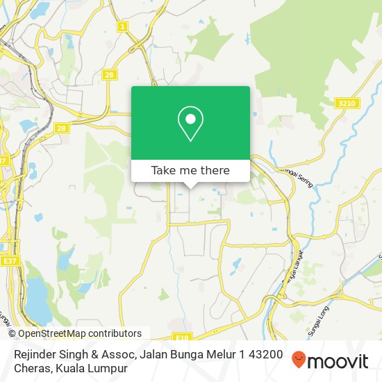 Peta Rejinder Singh & Assoc, Jalan Bunga Melur 1 43200 Cheras