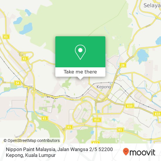 Peta Nippon Paint Malaysia, Jalan Wangsa 2 / 5 52200 Kepong