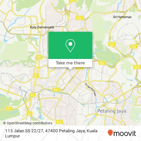 Peta 113 Jalan SS 22 / 27, 47400 Petaling Jaya