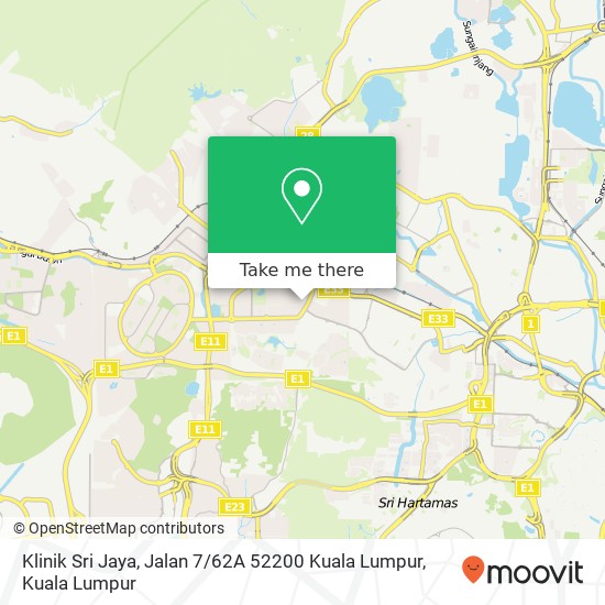 Peta Klinik Sri Jaya, Jalan 7 / 62A 52200 Kuala Lumpur