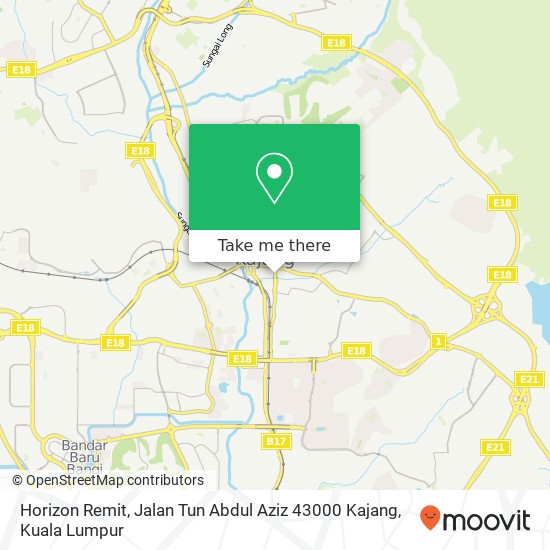 Peta Horizon Remit, Jalan Tun Abdul Aziz 43000 Kajang