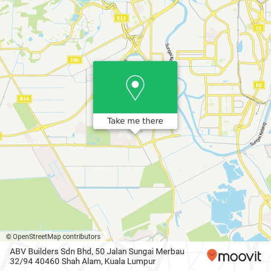 Peta ABV Builders Sdn Bhd, 50 Jalan Sungai Merbau 32 / 94 40460 Shah Alam
