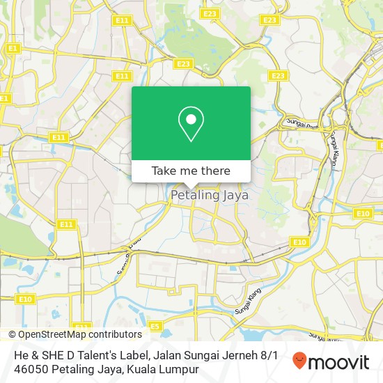 He & SHE D Talent's Label, Jalan Sungai Jerneh 8 / 1 46050 Petaling Jaya map