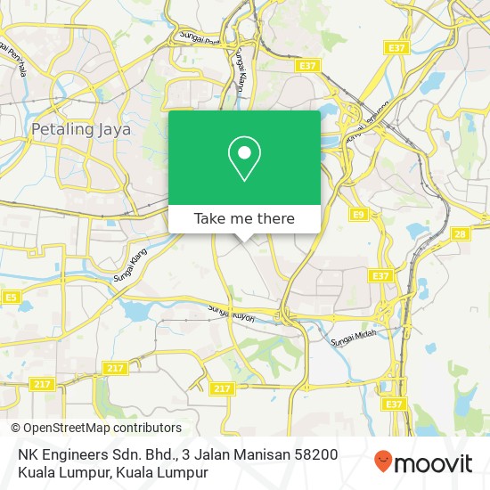 Peta NK Engineers Sdn. Bhd., 3 Jalan Manisan 58200 Kuala Lumpur