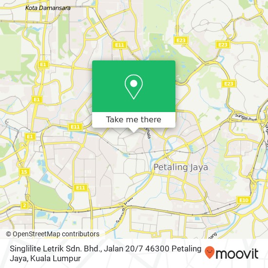 Peta Singlilite Letrik Sdn. Bhd., Jalan 20 / 7 46300 Petaling Jaya