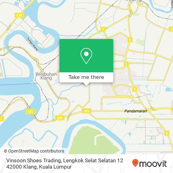 Vinsoon Shoes Trading, Lengkok Selat Selatan 12 42000 Klang map