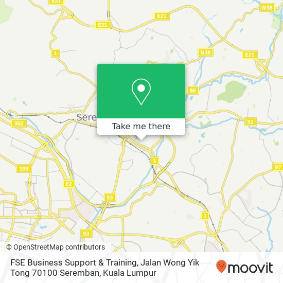 Peta FSE Business Support & Training, Jalan Wong Yik Tong 70100 Seremban