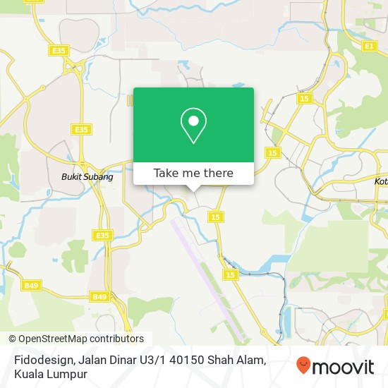 Peta Fidodesign, Jalan Dinar U3 / 1 40150 Shah Alam