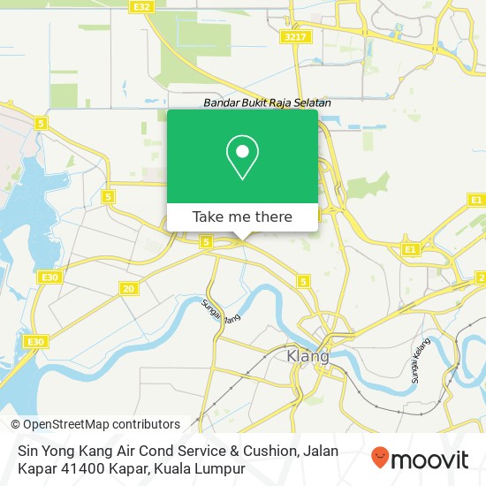 Sin Yong Kang Air Cond Service & Cushion, Jalan Kapar 41400 Kapar map