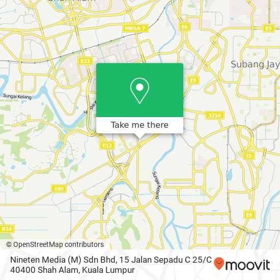 Nineten Media (M) Sdn Bhd, 15 Jalan Sepadu C 25 / C 40400 Shah Alam map