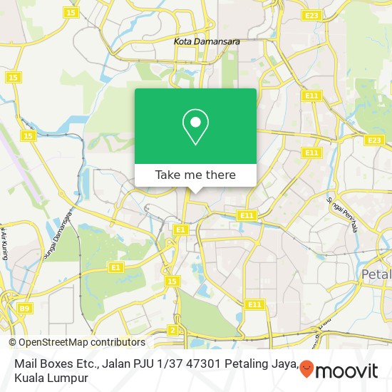 Mail Boxes Etc., Jalan PJU 1 / 37 47301 Petaling Jaya map