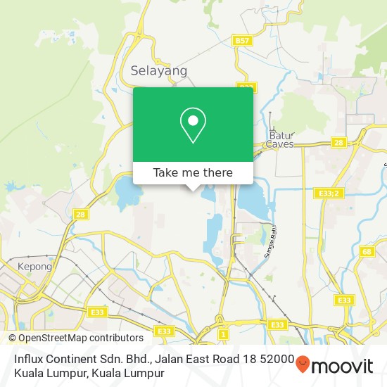 Influx Continent Sdn. Bhd., Jalan East Road 18 52000 Kuala Lumpur map