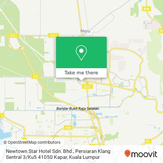 Peta Newtown Star Hotel Sdn. Bhd., Persiaran Klang Sentral 3 / Ku5 41050 Kapar