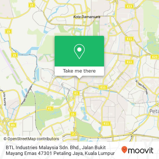 Peta BTL Industries Malaysia Sdn. Bhd., Jalan Bukit Mayang Emas 47301 Petaling Jaya
