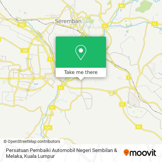 Peta Persatuan Pembaiki Automobil Negeri Sembilan & Melaka